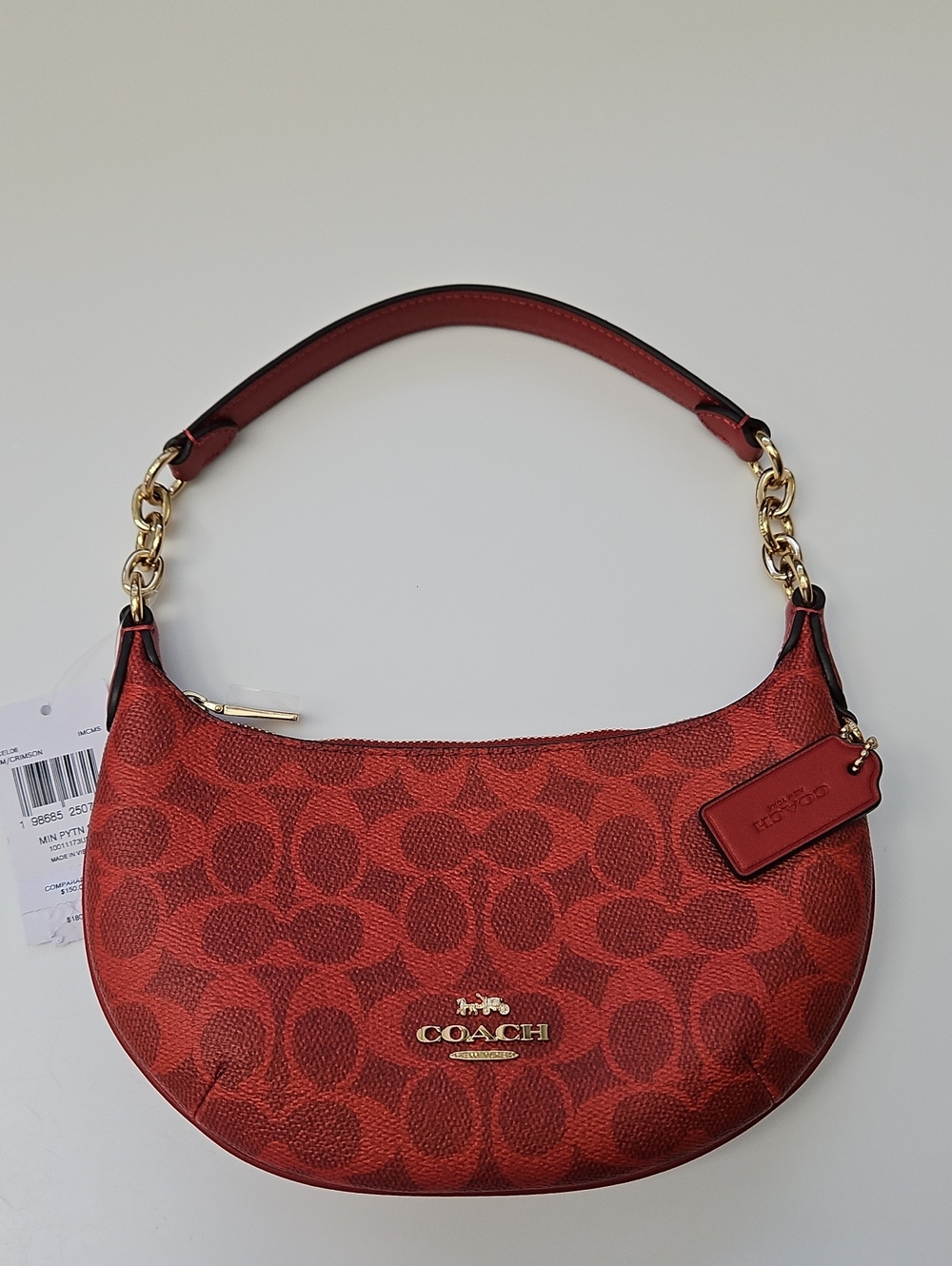 NWT Coach Mini Payton Crimson (red-toned) Signature Canvas Bag